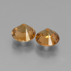 Gemas de circón naranja natural de 3,76 ct, corte redondo, VVS-VS