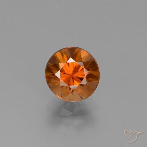 Circón Naranja oscuro medio natural de 1.93 ct, Corte Redondo, VVS-VS