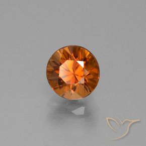 Circón Naranja oscuro medio natural de 1.93 ct, Corte Redondo, VVS-VS