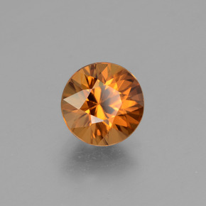 Circón Naranja oscuro natural de 1.92 ct, Corte Redondo, VVS