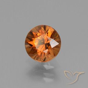 Circón Naranja medio natural de 1.60 ct, Redondo, VVS