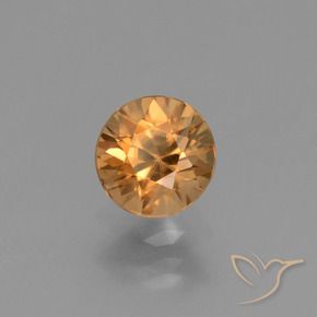Circón Naranja medio natural de 1.32 ct, Redondo, VVS-VS