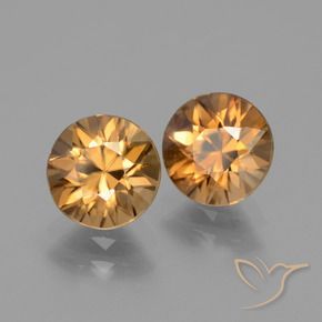 Gemas de Circón Naranja medio natural de 3.64 ct, Redondo, VVS
