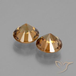 Gemas de Circón Naranja medio natural de 3.64 ct, Redondo, VVS