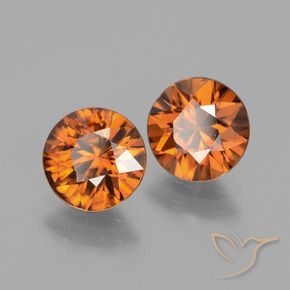 Gemas de Circón Naranja oscuro medio natural de 3.74 ct, Redondo, VS