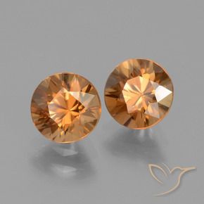 Gemas de Circón Naranja oscuro natural de 2.64 ct, Redondo, VVS-VS