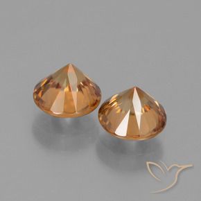 Gemas de Circón Naranja oscuro natural de 2.64 ct, Redondo, VVS-VS