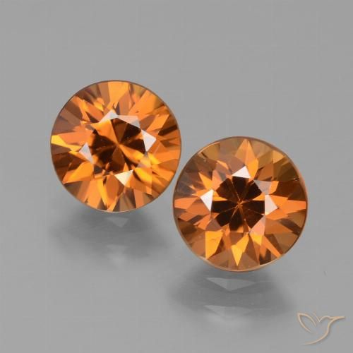 3.16ctw Natural Naranja oscuro Circón, Redondo, VVS-VS
