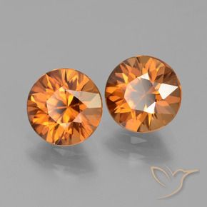 Gemas de Circón Naranja oscuro natural de 3.16 ct, Redondo, VVS-VS