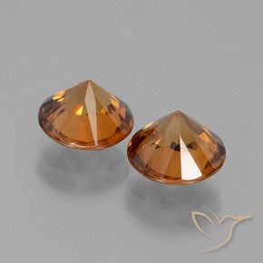 Gemas de Circón Naranja oscuro natural de 3.16 ct, Redondo, VVS-VS