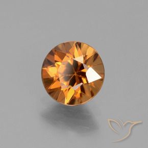 Circón Naranja oscuro natural de 1.64 ct, Redondo, VVS-VS