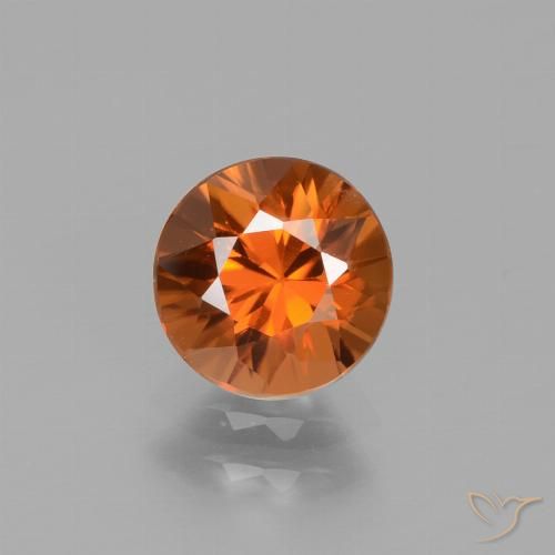 1.70ct Natural Naranja medio Circón, Redondo, VVS-VS