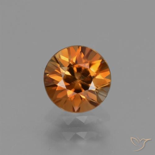 1.30ct Natural Naranja medio Circón, Redondo, VVS-VS