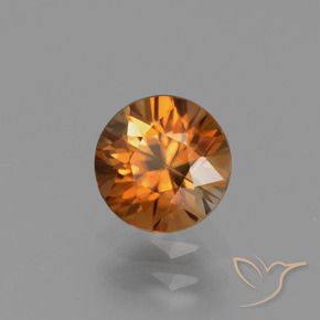 Circón Naranja medio natural de 1.30 ct, Redondo, VVS-VS