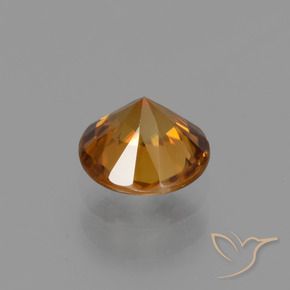 Circón Naranja medio natural de 1.30 ct, Redondo, VVS-VS