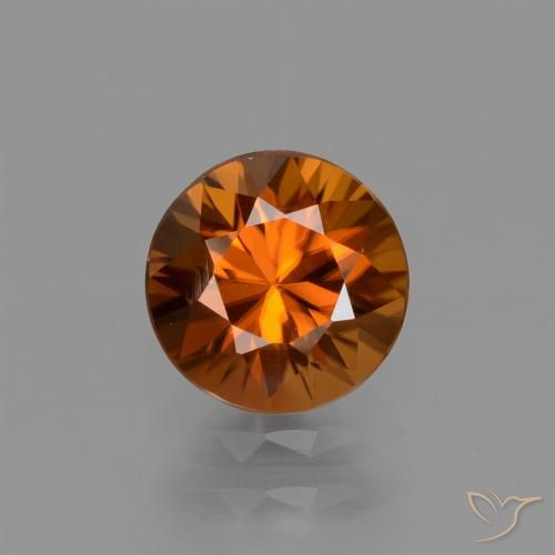 1.65ct Natural Naranja medio Circón, Redondo, VVS-VS