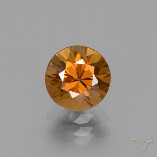2.35ct Natural Naranja oscuro Circón, Redondo, VVS