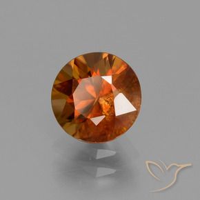Circón Naranja oscuro natural de 2.12 ct, Redondo, VS-SI