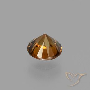 Circón Naranja marrón intenso natural de 1.43 ct, Redondo, VVS-VS