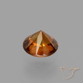 Circón Ámbar naranja natural de 1.19 ct, Redondo, VVS-VS