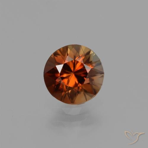 1.19ct Natural Naranja rojizo oscuro Circón, Redondo, VVS-VS