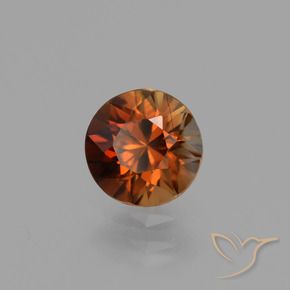Circón Naranja rojizo oscuro natural de 1.19 ct, Redondo, VVS-VS