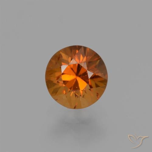 1.38ct Natural Naranja oscuro medio Circón, Redondo, VVS-VS, Photo A