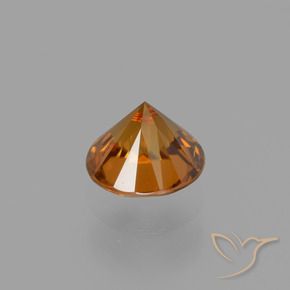 Circón Naranja oscuro medio natural de 1.38 ct, Redondo, VVS-VS