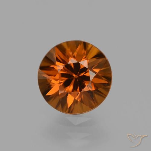 1.54ct Natural Naranja oscuro Circón, Redondo, VVS-VS