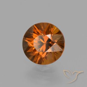 Circón Naranja oscuro natural de 1.54 ct, Redondo, VVS-VS