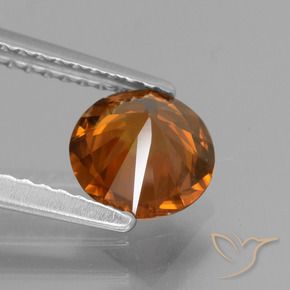 Circón Naranja oscuro natural de 1.54 ct, Redondo, VVS-VS