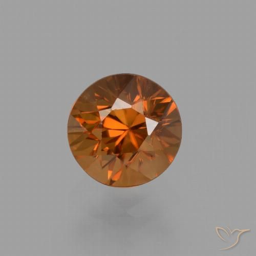 1.43ct Natural Naranja oscuro medio Circón, Redondo, VVS-VS