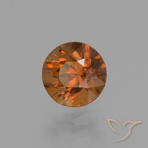Circón Naranja oscuro medio natural de 1.43 ct, Redondo, VVS-VS