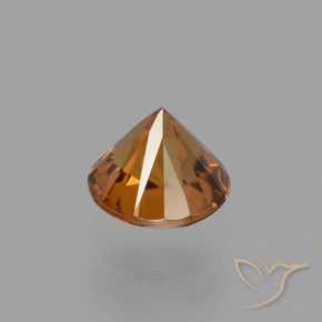 Circón Naranja oscuro medio natural de 1.43 ct, Redondo, VVS-VS