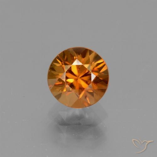 1.52ct Natural Naranja amarillento Circón, Redondo, VVS-VS