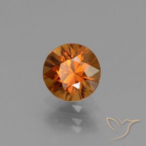 Circón Naranja medio natural de 1.32 ct, Redondo, VVS-VS