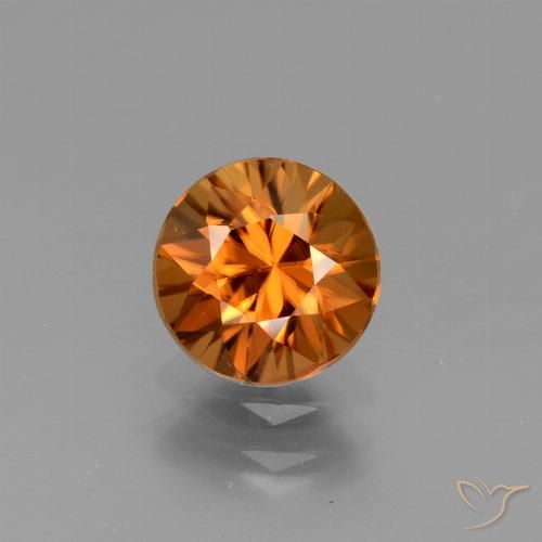 1.59ct Natural Naranja oscuro Circón, Redondo, VVS-VS