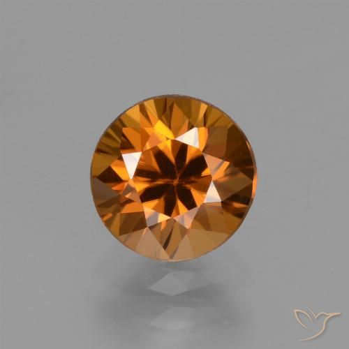 1.75ct Natural Naranja oscuro medio Circón, Redondo, VVS