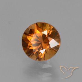 Circón Naranja oscuro medio natural de 1.75 ct, Redondo, VVS