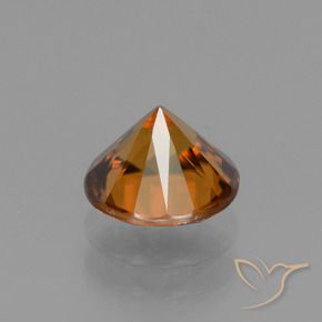 Circón Naranja oscuro medio natural de 1.75 ct, Redondo, VVS