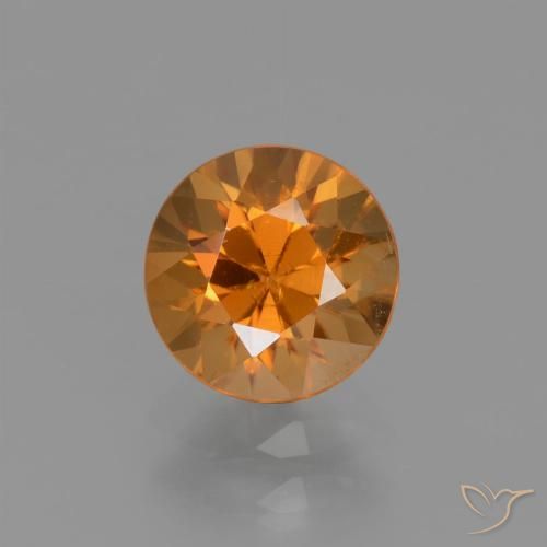 1.66ct Natural Naranja oscuro Circón, Redondo, VVS-VS