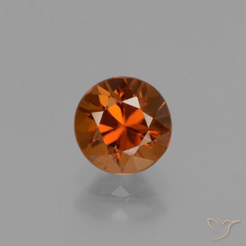 1.61ct Natural Naranja oscuro Circón, Redondo, VVS-VS