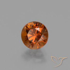 Circón Naranja oscuro natural de 1.61 ct, Redondo, VVS-VS