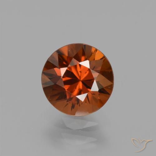 1.56ct Natural Naranja rojizo Circón, Redondo, VVS-VS