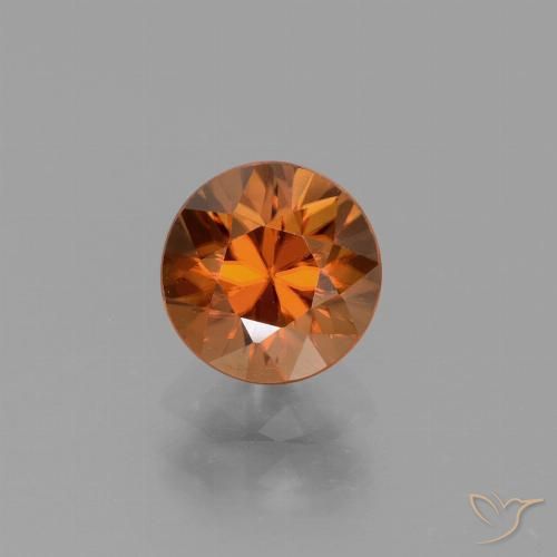 1.60ct Natural Naranja oscuro Circón, Redondo, VVS-VS