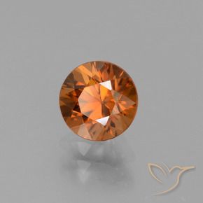 Circón Naranja oscuro natural de 1.60 ct, Redondo, VVS-VS