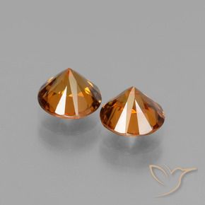 Gemas de Circón Naranja amarillento natural de 3.25 ct, Redondo, VS