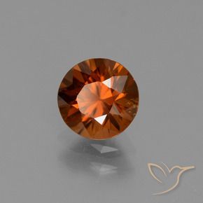 Circón Naranja rojizo natural de 1.49 ct, Redondo, VVS