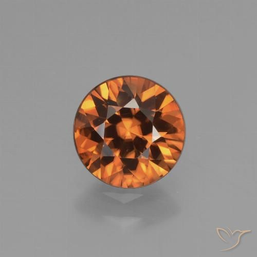 1.50ct Natural Naranja medio Circón, Redondo, VVS-VS