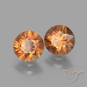 Gemas de Circón Naranja medio natural de 3.04 ct, Redondo, VVS